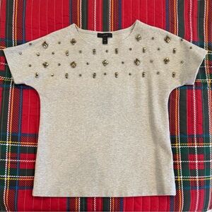 J. Crew Gray Top with Gold Embellishments